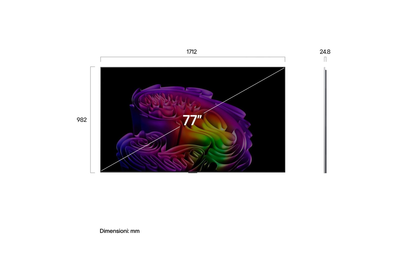 Foto dimensioni TV OLED77G64LW 2026